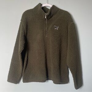 VS PINK Pullover Sherpa Dark Green with pockets